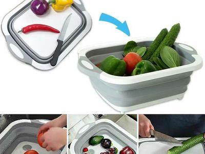 Multifunction Folding Cutting Board Plastic Storage Basket