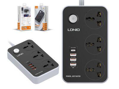 LDNIO SC3412 38W PD20W Power Strip 3 Socket Outlets and 3 QC 3.0 USB