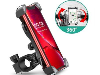 Anti-Shake Bike Phone Holder, 360° Rotation Universal Bicycle Motorcycle Phone Mount Stable Cradle Clamp