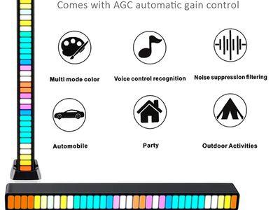 RGB Sound Reactive LED Light Bar, Sound Control Light，32 Bit Music Level Indicator, Creative Colorful Sound Control Ambient Light