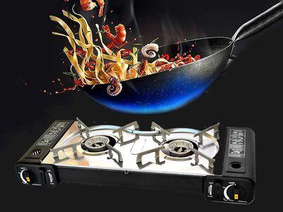 Double Burner Stove for Outdoor Use, Gas Cartridge Stove