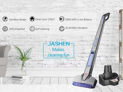 JASHEN M12 Cordless Rechargeable Electric Mop with Sprayer