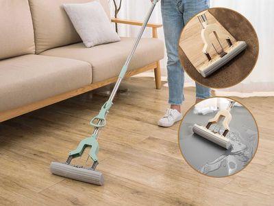 Self-Pressure Sponge Floor Mop Without Hand Washing With Strong Stainless Steel Handle