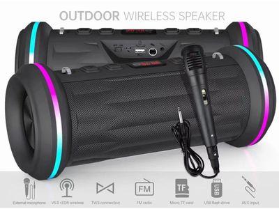 NR-6015M Portable Wireless Rechargeable Karaoke Bluetooth Speaker With Colorful LED Light And Microphone