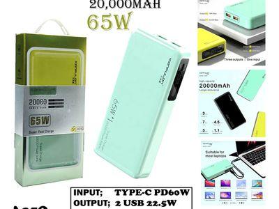 Konfulon A25Q 65W 20000mAh Power Bank with 3 Outputs (2 USB + Type C) Fast Charging