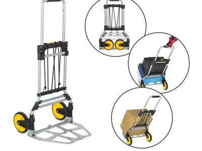 Folding Heavy Duty Luggage Trolley with Rubber Handle and Wheels Perfect for Shopping and Travel