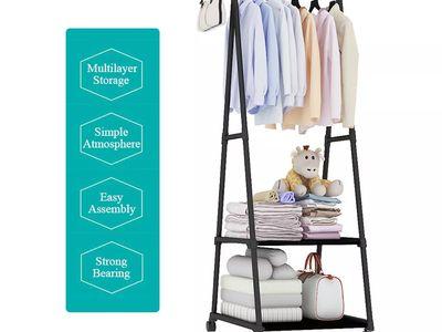 Simple Drying Coat Rack Floor Clothes Bags Hanger Triangle Folding Moving Indoor Storage Shelf