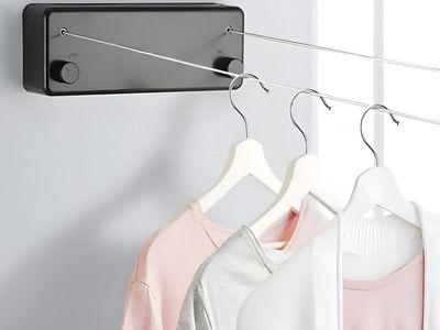 Retractable Laundry Line with Adjustable Stainless Steel Double Rope Wall Mounted 