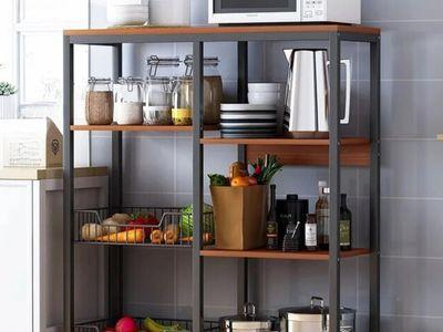 Kitchen Organizer Stand with Five Storage Shelves and Two Baskets