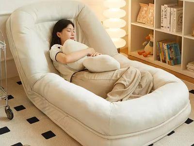 2x1 Five-level Adjustable Chair and Bed with Two Detachable Pillows For Relaxation