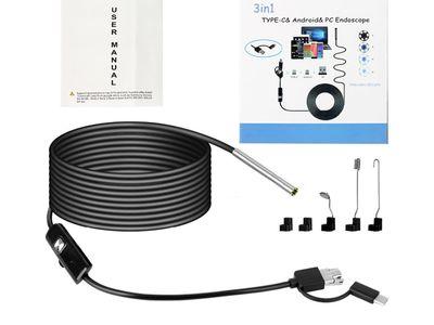 3 IN1 Industrial Endoscope Camera 3.9MM Mini IP67 Waterproof USB Borescope Inspection Camera