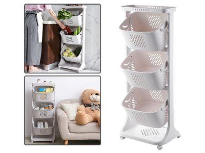 Multi-Layer Mobile Multi-Function Storage Rack For Vegetable and Fruit Thick PP Material Basket Can Be Rotated