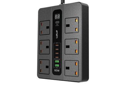 WEWE - SC001 Universal Outlet Fast Charging Power Strip with 6 Power Sockets