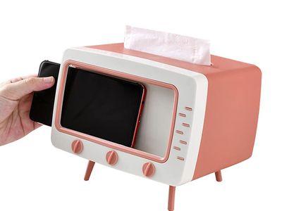 Multifunctional Tissue Box with Phone Holder Suitable for Hands-Free Movie and TV Viewing Enjoyment