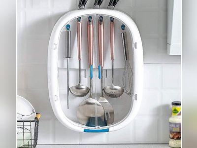 Wall-Mounted, Space-Saving Kitchen Utensil Holder to Organize and Store Spoons and Knives