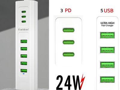 Earldom SC12 8 in 1 Power Socket 5 USB Ports & 3 Type-C Ports